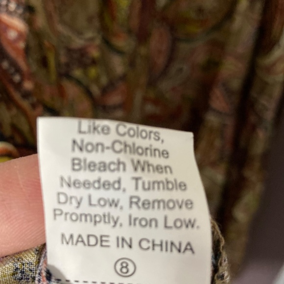 NWT Green/Brown Paisley print RusttyDustty Maxi Long sleeve Dress sz XL 12 - Picture 6 of 10